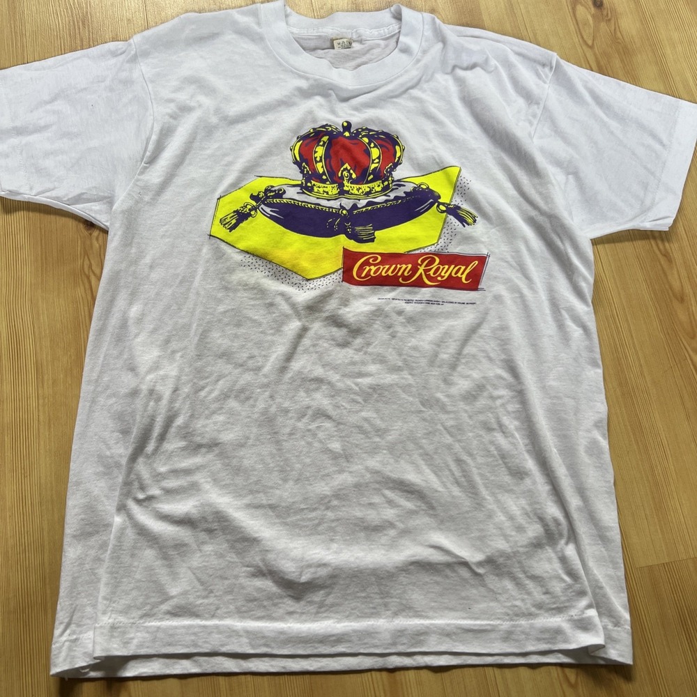 Vintage Crown Royal Screen Stars‎ White T Shirt Size L USA Made